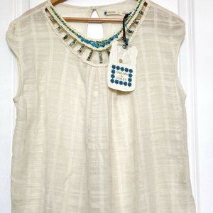 Chelsea And Violet Ivory Beaded Top, Brand New W/ Tags, Size Large